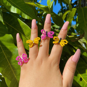 Butterfly Stretch Bead Rings