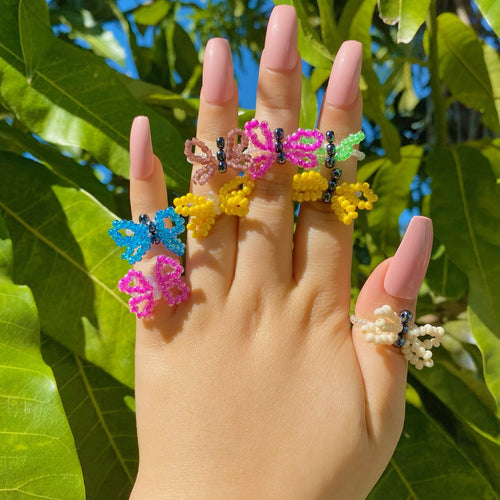 Butterfly Stretch Bead Rings