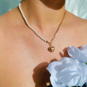 asymmetric chain beaded shell pearl necklace 