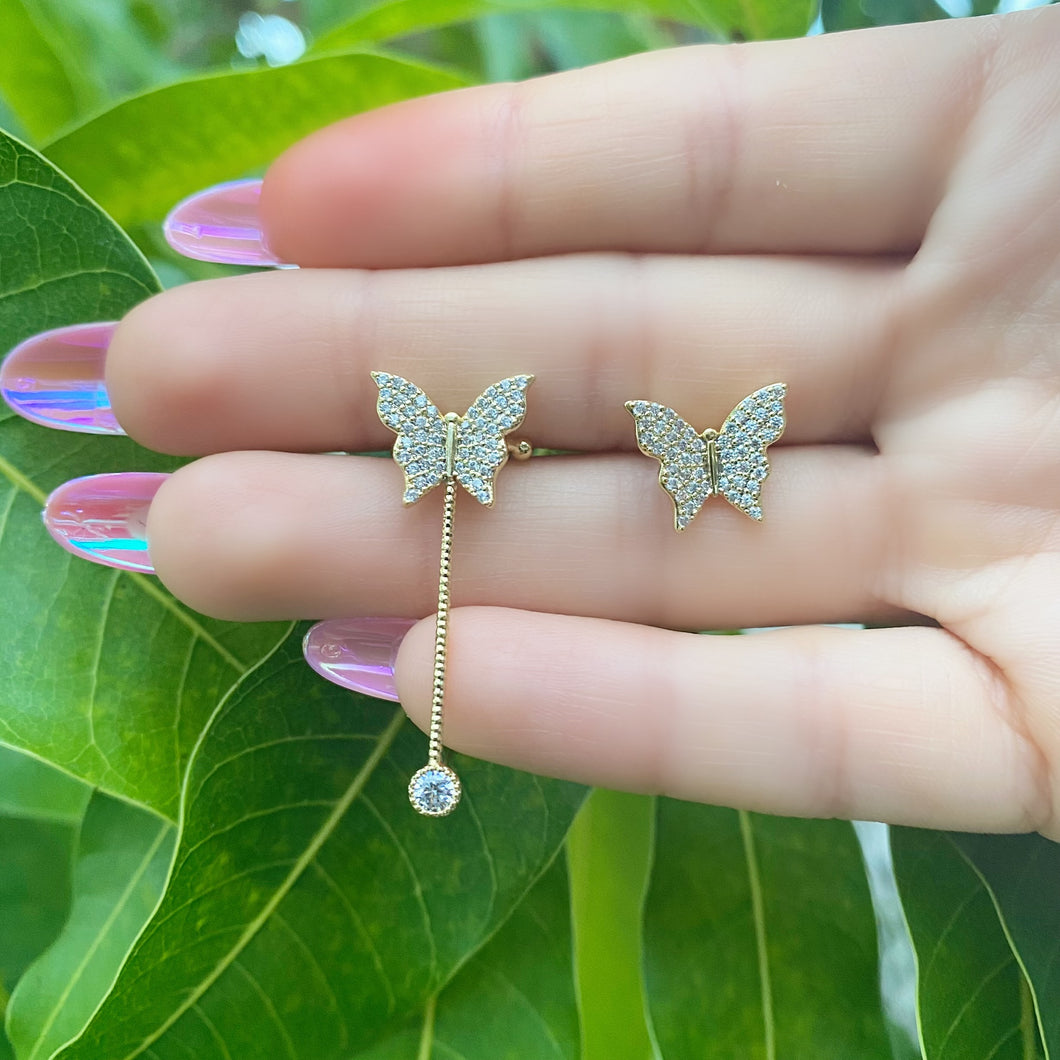 Fly Away Butterfly Rhinestone Earrings