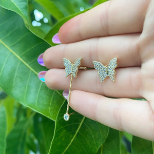 Fly Away Butterfly Rhinestone Earrings