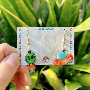 Alien and Spaceship Earrings
