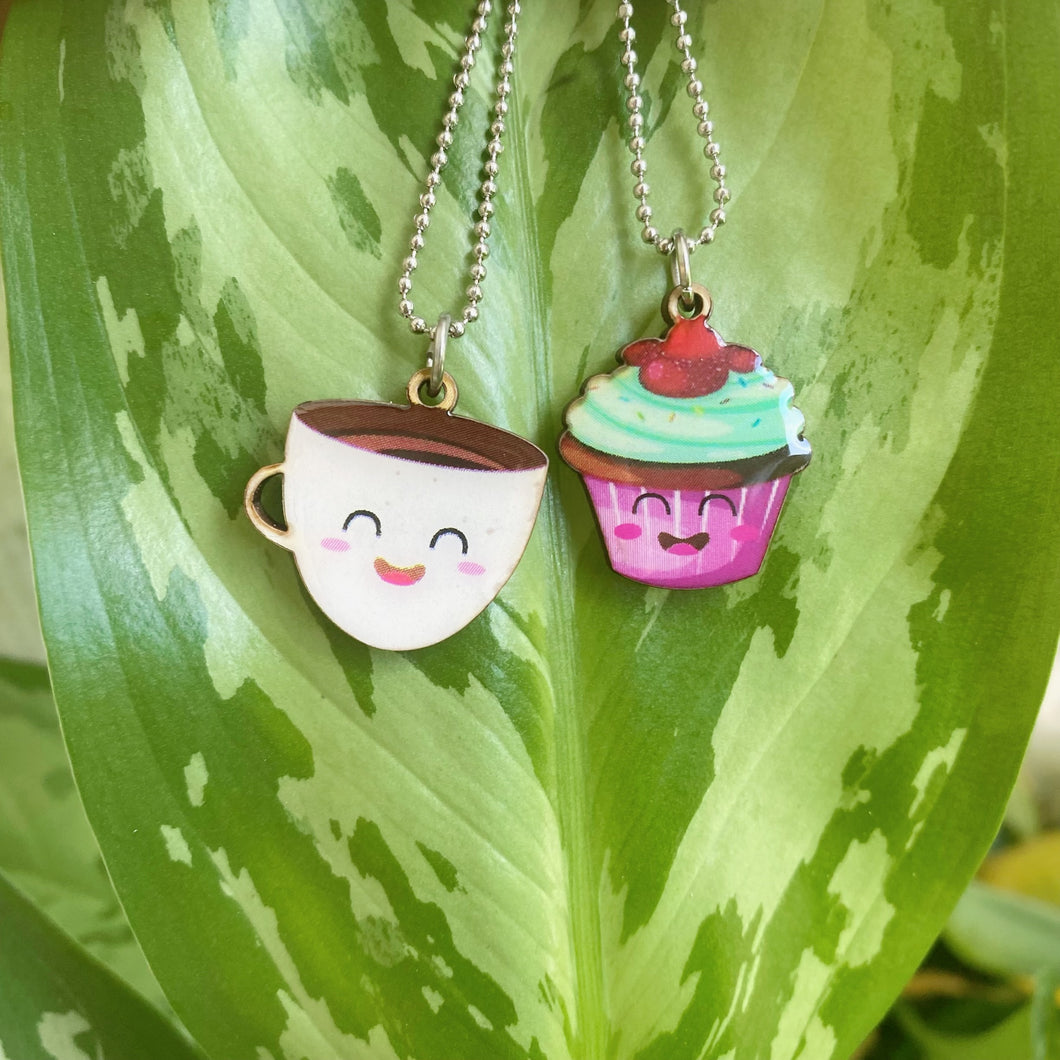Coffee and Cupcake Necklace Set