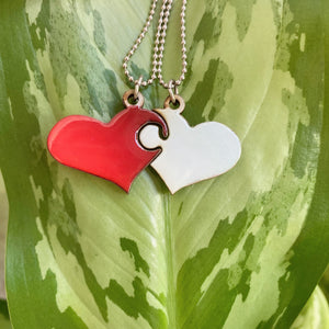Heart Puzzle Necklace Set