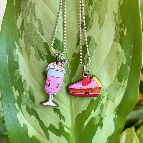 Milkshake and Cake Necklace Set