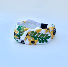 Load image into Gallery viewer, Silk Sunflower Embroidered Turban Headband