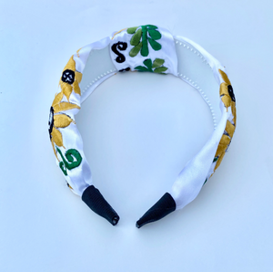 Silk Sunflower Embroidered Turban Headband