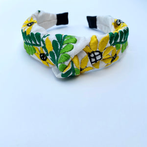 Sunflower Embroidered Turban Headband