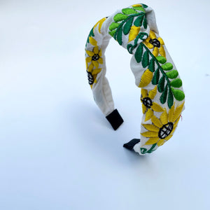 Sunflower Embroidered Turban Headband