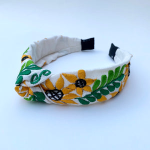 Sunflower Embroidered Turban Headband