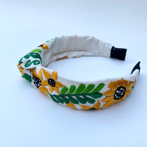 Sunflower Embroidered Turban Headband