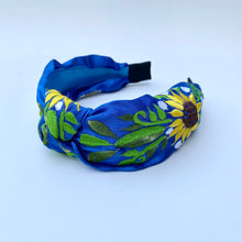 Load image into Gallery viewer, Silk Sunflower Embroidered Turban Headband