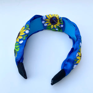 Silk Sunflower Embroidered Turban Headband