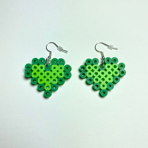 Green Heart Pearler Bead Earrings