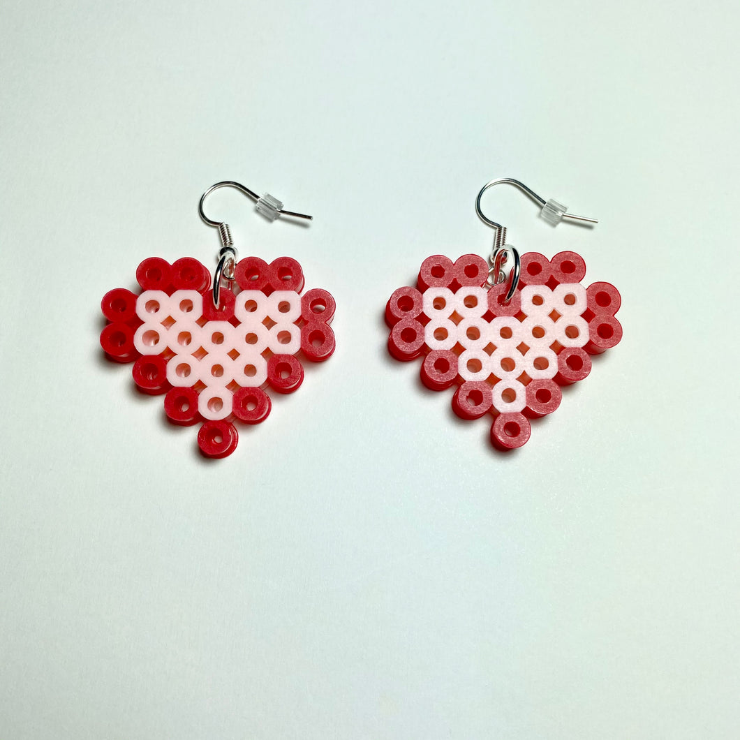 Red Heart Pearler Bead Earrings