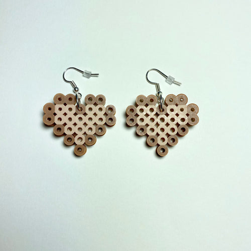 Brown Heart Pearler Bead Earrings