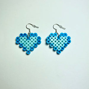Blue Heart Pearler Bead Earrings
