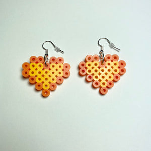 Orange Heart Pearler Bead Earrings