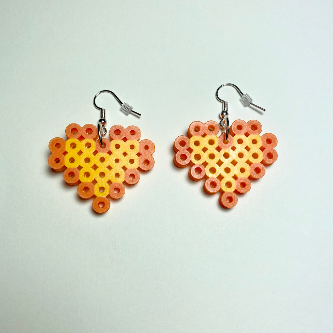 Orange Heart Pearler Bead Earrings