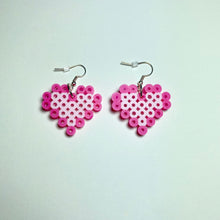 Load image into Gallery viewer, Pink Heart Perler Bead Earrings