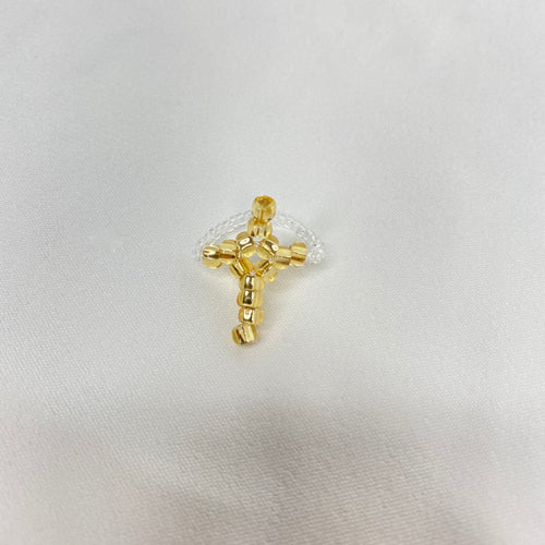 Cross Beaded Ring (Gold)