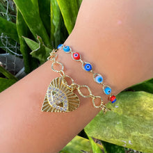 Load image into Gallery viewer, Don’t Kill My Vibe Evil Eye Link Bracelet
