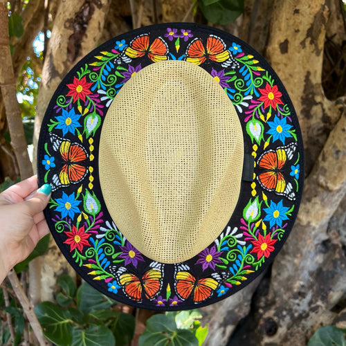 Flowers and Butterflies Embroidered Sombrero