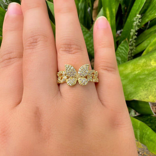 Zircon Cuban Chain Butterfly Ring