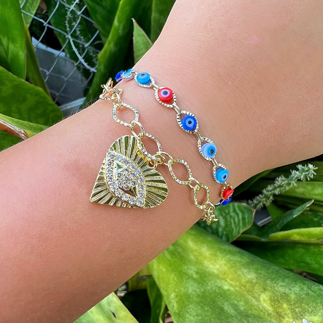 Don’t Kill My Vibe Evil Eye Link Bracelet