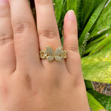 Load image into Gallery viewer, Zircon Cuban Chain Butterfly Ring