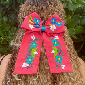 Querida XL Embroidered Bow Hair Clip