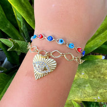 Load image into Gallery viewer, Don’t Kill My Vibe Evil Eye Link Bracelet