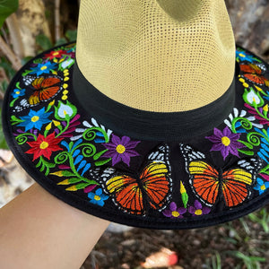 Flowers and Butterflies Embroidered Sombrero